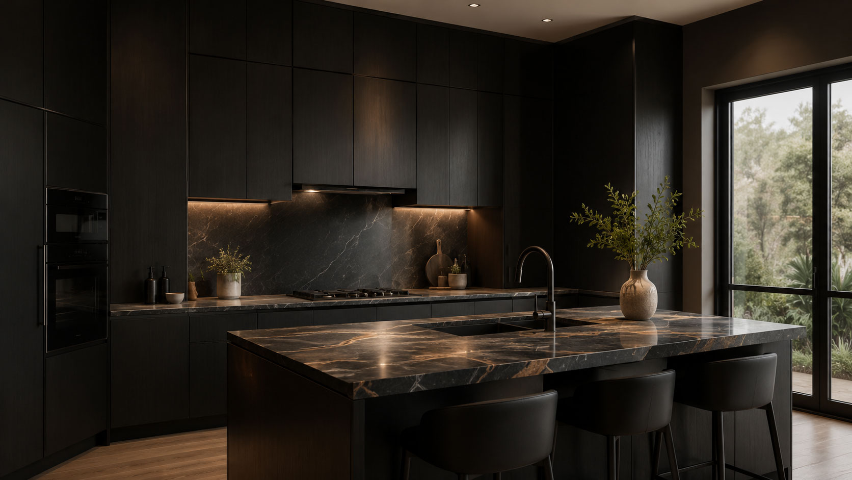 Dark architectural kitchen