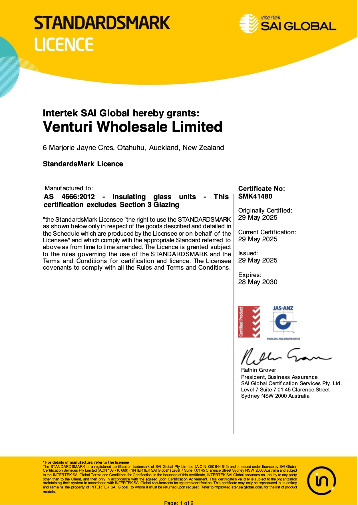 AS 4666 certificate