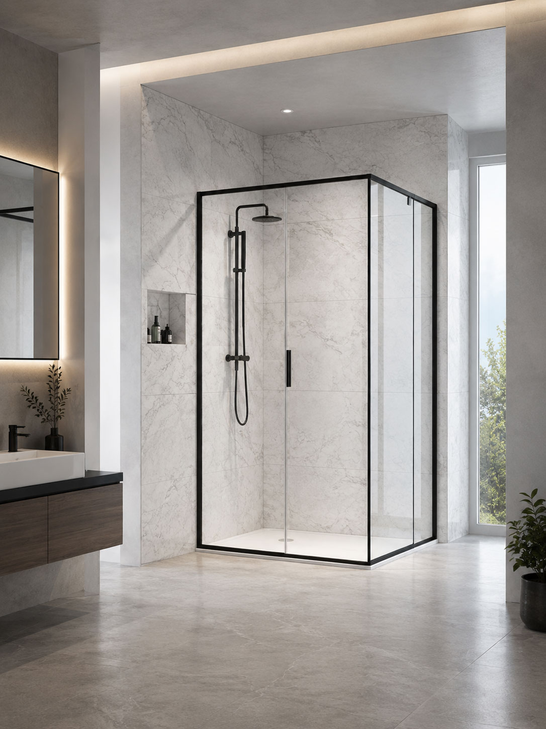 Square shower enclosure