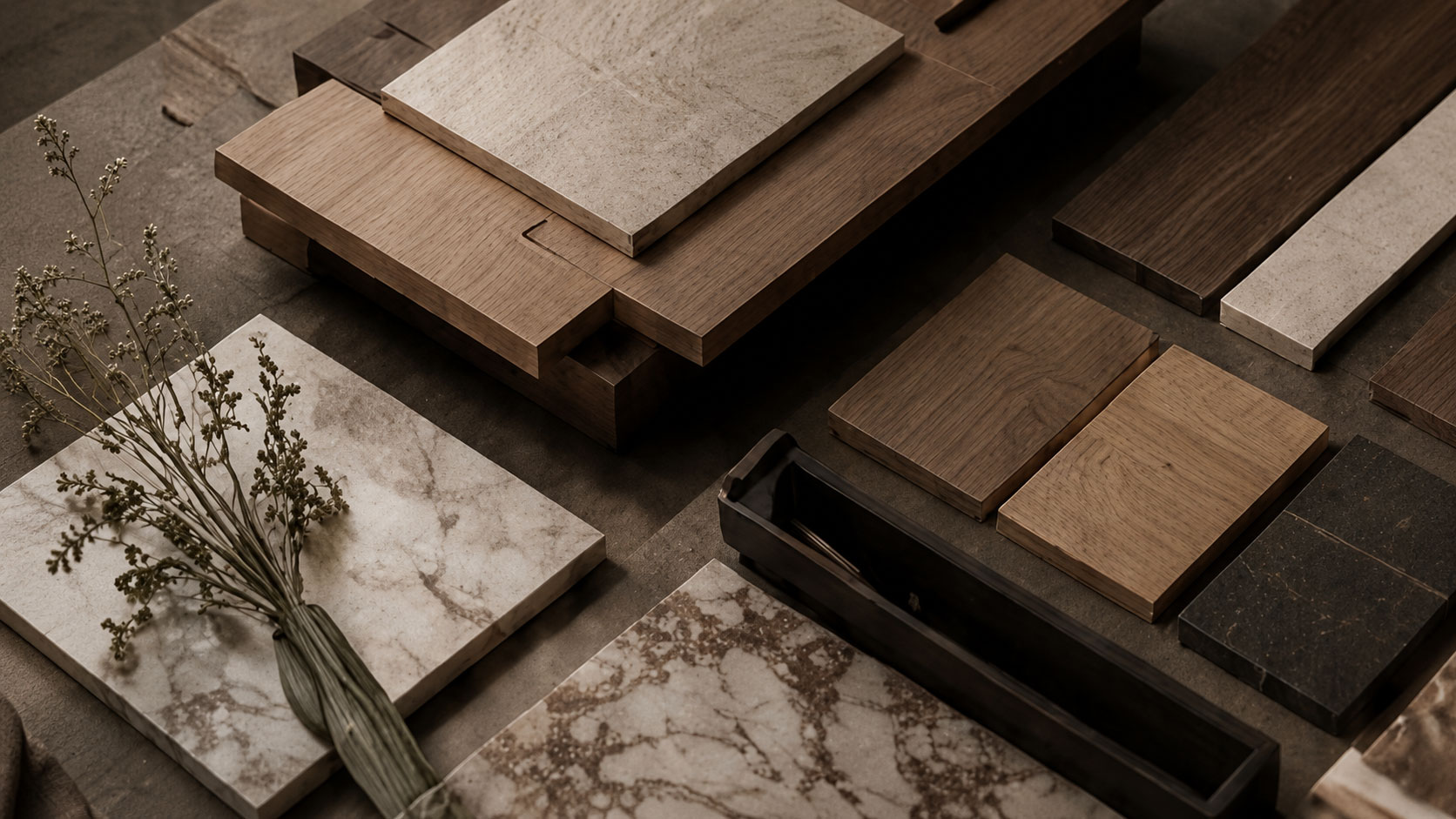 Material samples for cabinetry customisation