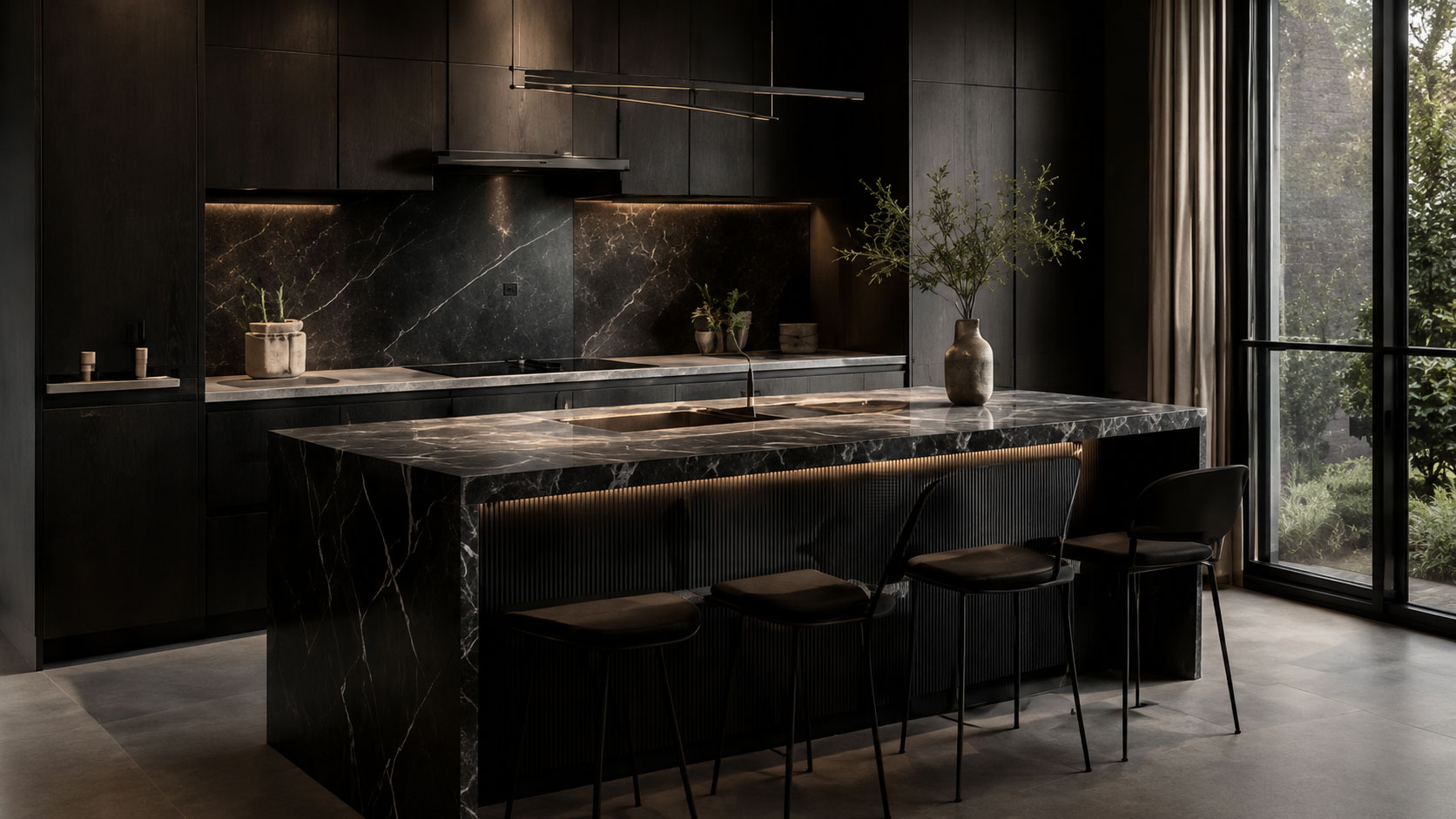 Architectural dark kitchen system