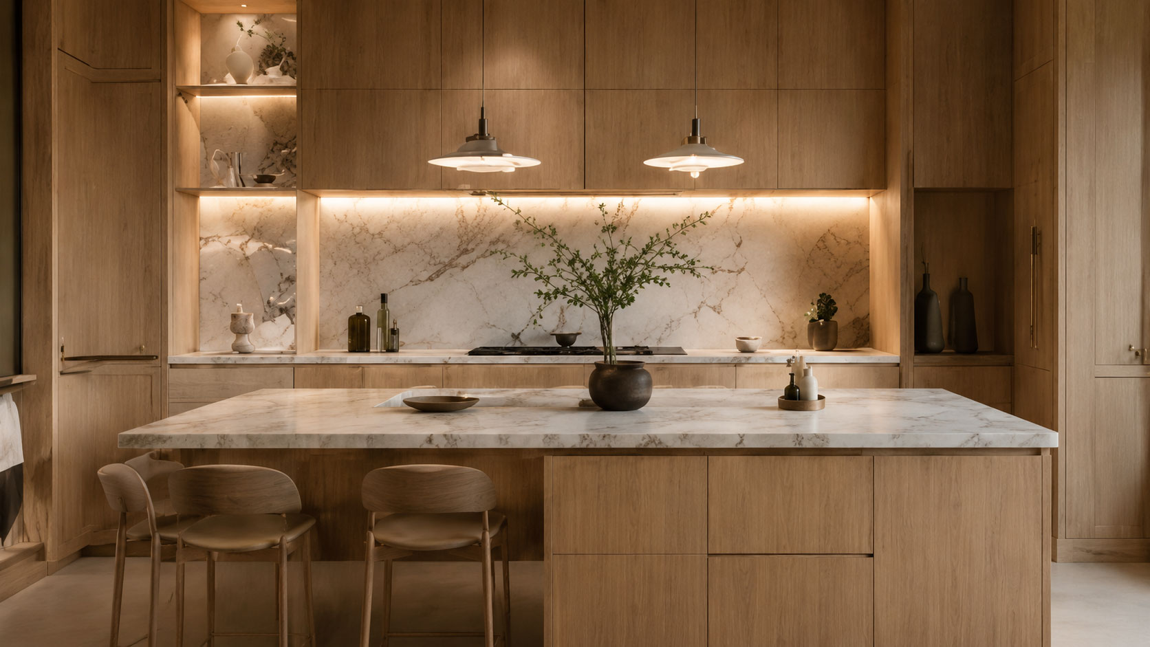 Natural oak kitchen system