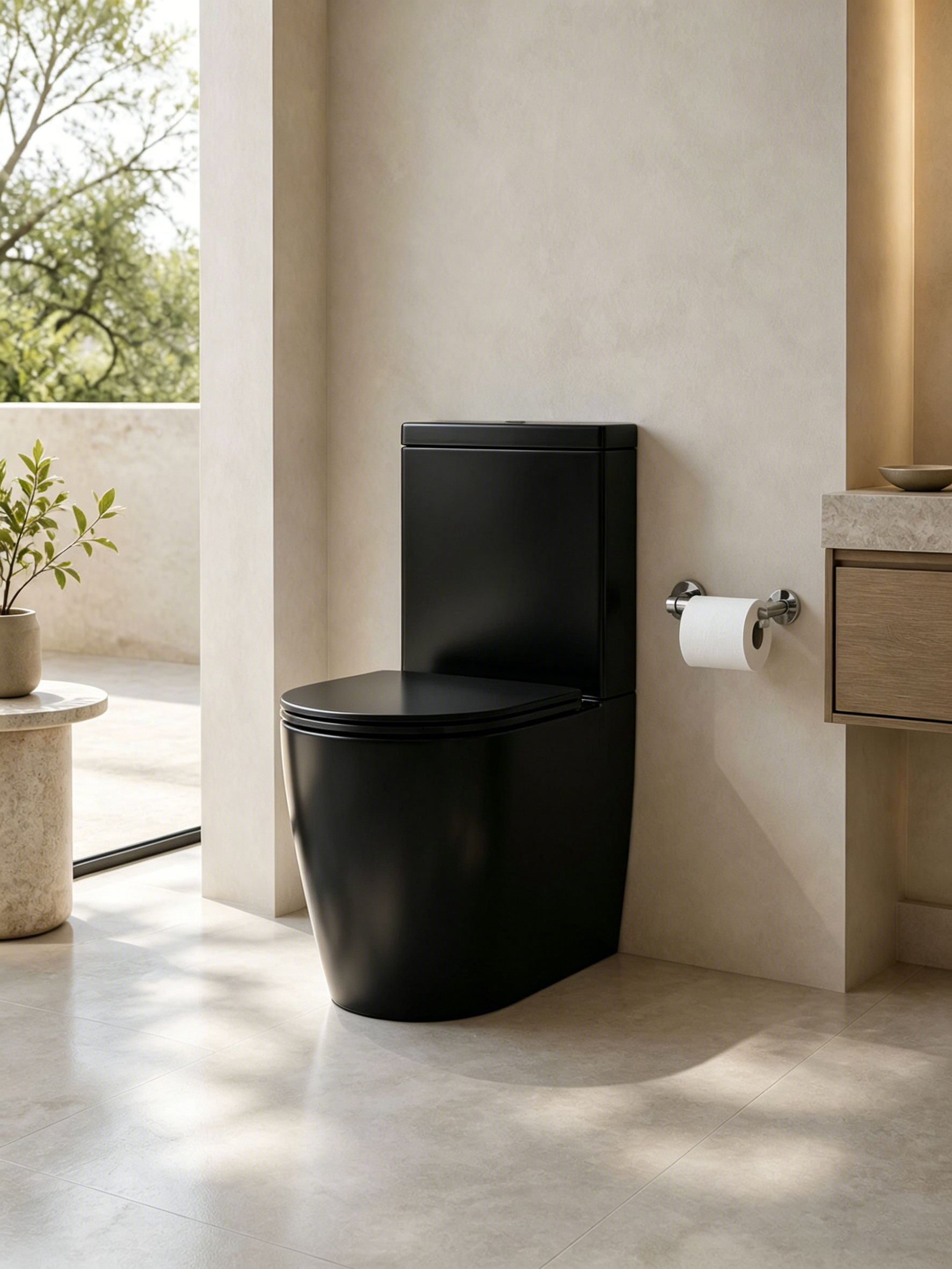 Linea Back-To-Wall Rimless Toilet Suite (Matt Black)