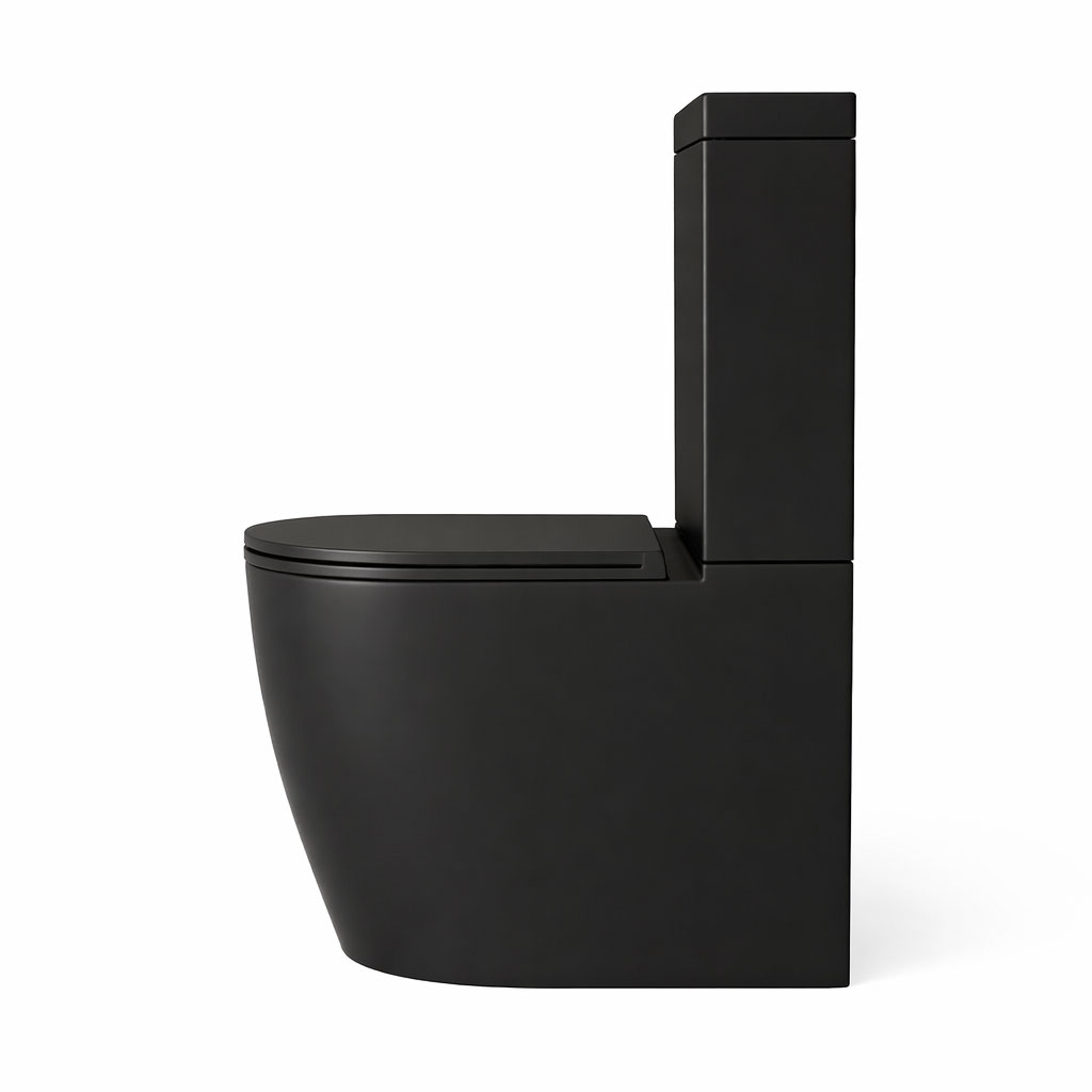 Linea Back-To-Wall Rimless Toilet Suite (Matt Black)